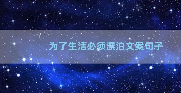 为了生活必须漂泊文案句子