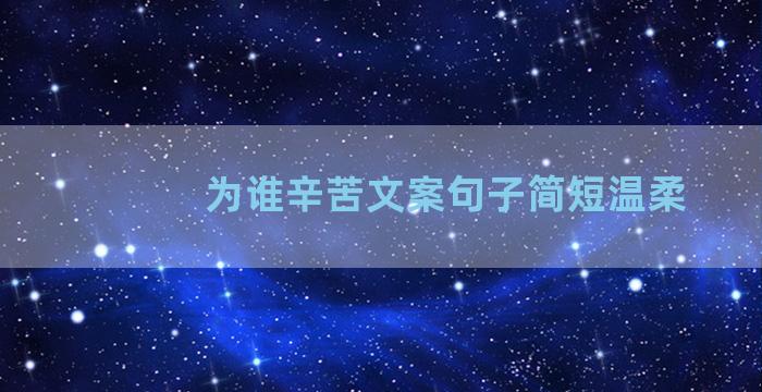 为谁辛苦文案句子简短温柔