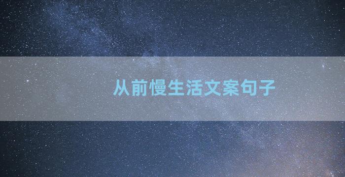 从前慢生活文案句子