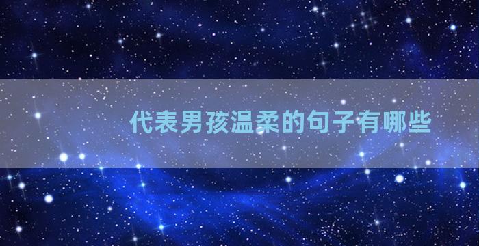代表男孩温柔的句子有哪些