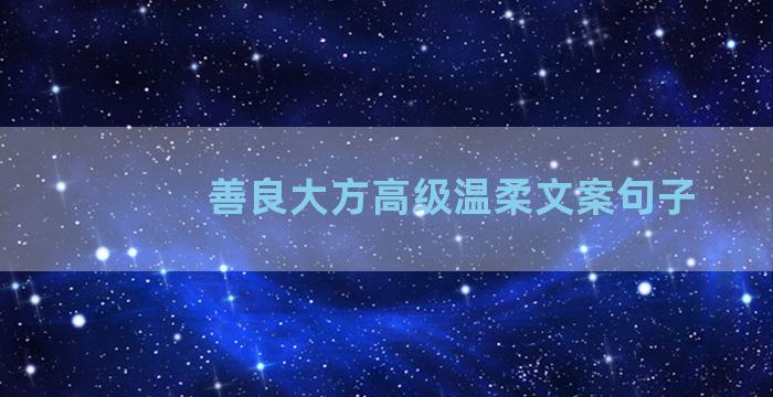 善良大方高级温柔文案句子